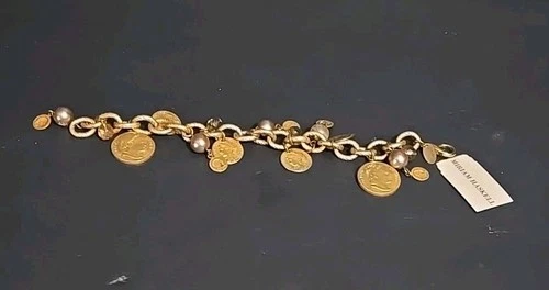 Vintage Miriam Haskel Gold Coin Tone Napoleon Bracelet