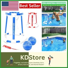 Splash Hoop 360 Floating Pool Basketball Game - Red/Blue, Includes Pump & Balls