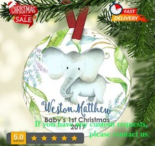 Baby's first Christmas ornament.Baby Elephant..Christmas ornament.Personalize...