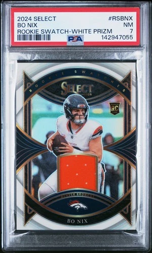 2024 PANINI SELECT ROOKIE SWATCHES WHITE PRIZM BO NIX ROOKIE RC 25/75 PSA 7