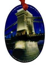 Budapest Bridge Hungary Christmas Ornament Porcelain Souvenir Travel Gift