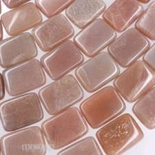 10 Genuine Peach Grey Moonstone Flat Rectangle Beads ap. 13 x 18 mm Flash 19510
