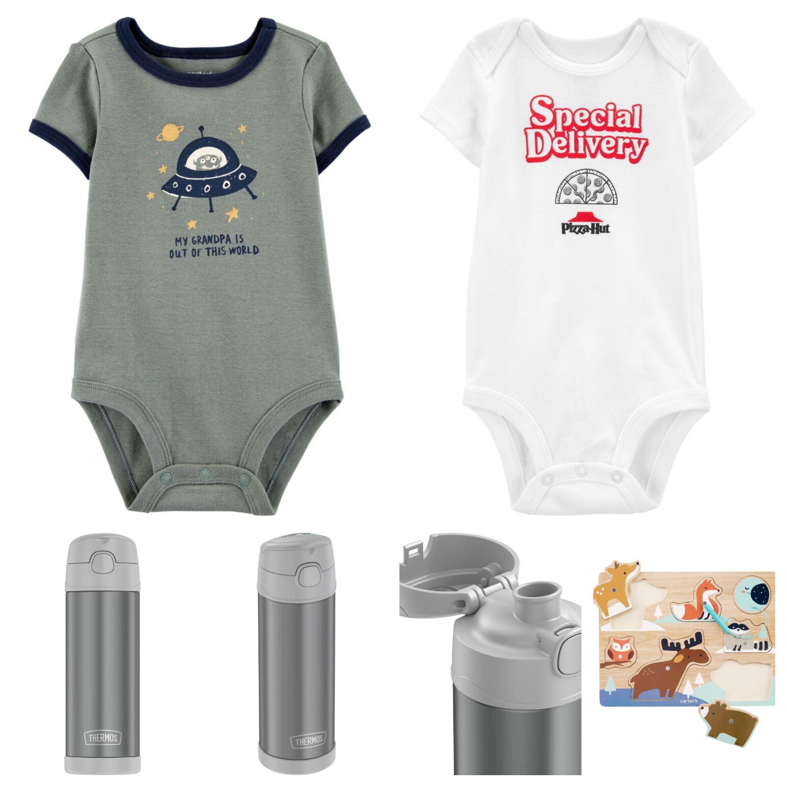 &nbsp;Kit 2x Bodysuits Carter's 9/12M, 1x Toddler Puzzle 3+, 1x 
