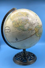Globemaster Globe 12” Diameter Raised Mountains Metal Base Made in USA-Replogle
