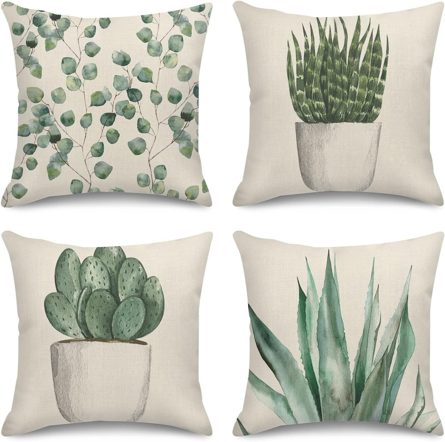 Throw Pillow Covers Home Decor Set of 4 Pillow Cases Decorative 18 X 18 Inches C-image