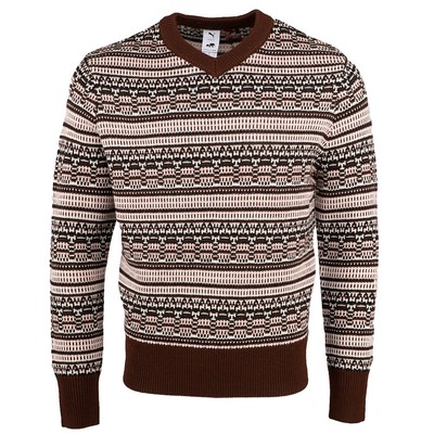 Puma  X Bkc Knitted Graphic VNeck Long Sleeve Sweater Mens Brown  63071701