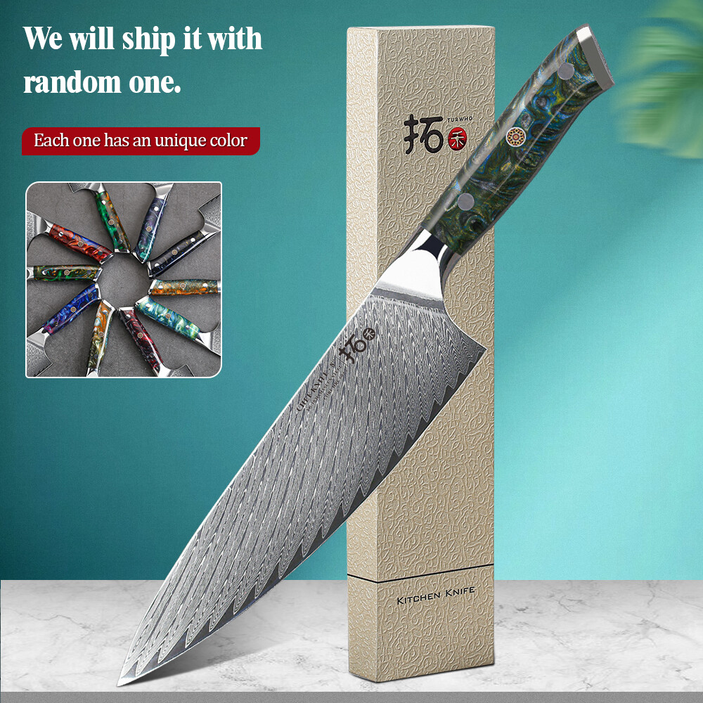 20cm Kochmesser Japan VG10 Damaskus Stahl Küchenmesser Feder Muster Harz Griff