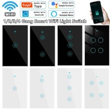1/2/3/4 Gang WiFi Smart Wall Touch Light Switch Glass Panel for Alexa/Google APP