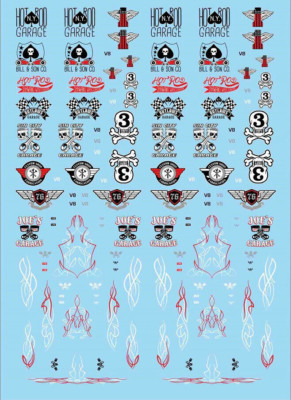 Hot Rod Garage Street Racing 1/43 Decals Black-White-Silver-Red Decals