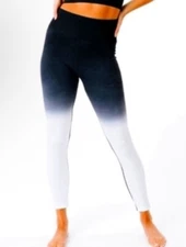 Zyia Active Performance Leggings Size Medium Black White Ombre High Rise