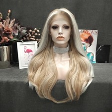 Blonde Wig Synthetic Lace Front Wig Highlight Straight Hair Wigs Cosplay Wig