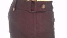 Talbots womens career pencil skirt irish linen black lined belted Vintage sz 10