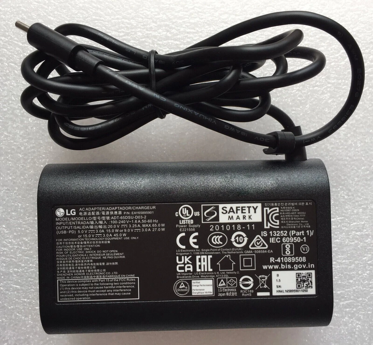 LG Marca 19V 0.8A Adaptador De Cargador De MONITOR LCD ORIGINAL 20inch A 24inch LED TV | Shopee