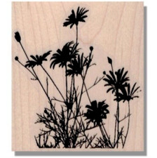 Wood Rubber Stamp, Wild Flowers, Flower Garden,Grass,Nature,Daisy,Wildflowers,lg