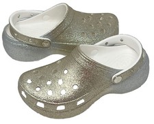 Crocs Classic Platform Glitter Ombre Clog Women  s size 9 Gold/Silver NEW