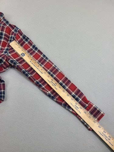 Naked & Famous Shirt Mens Medium Red Plaid Light Flannel Button Up Outdoor - Picture 6 of 9