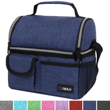 Double Deck Lunch Bag Dual Compartment for Adult Women Men Work Office Insulated