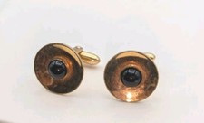 Vintage Faux Black Onyx Gold Tone Cuff Links