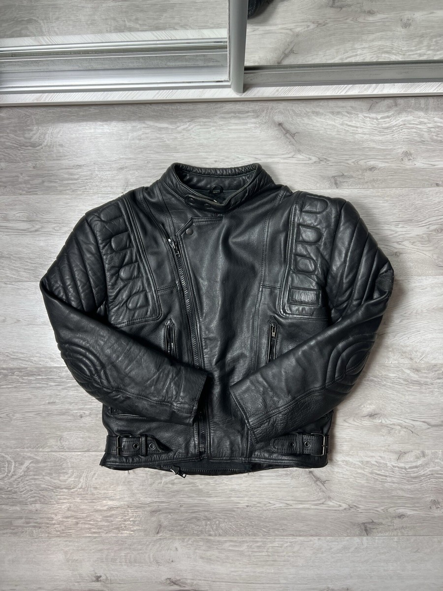 AKITO Heavyweight Biker Motorcycle Leather Jacket Racing Men's