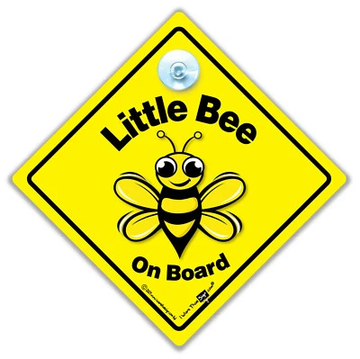 IWANTTHATSIGN.COM Kleine Biene an Bord Autoschild, Little Bee Schild, Baby an Bord Saugnapfschild