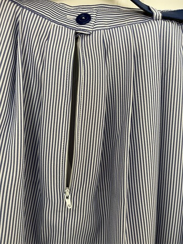 C&A Blue & White Stripe A-Line Skirt Mock Buttons & Belt Size 12 90s Vintage NWT - Picture 11 of 14