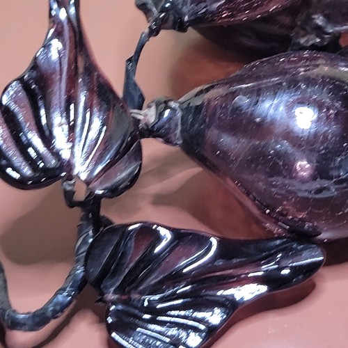 Vintage Glass Art Large Grapes 10 Grapes Beautiful Dark Purple In Color Hand - Picture 6 of 11