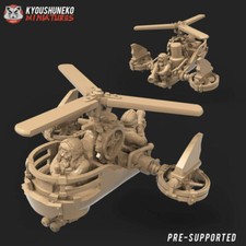 Dwarf Steam Gyrocopter, Wargames DnD Fantasy Dwarf Flying War Vehicle Miniature