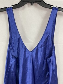 VTG 90&rsquo;s Val Mode Slip Dress Lingerie Nightgown Navy Blue Plunge Short Size L