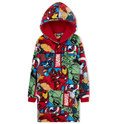 Marvel Oversized Blanket Hoodie Kids Avengers Captain America Iron Man Thor Hulk