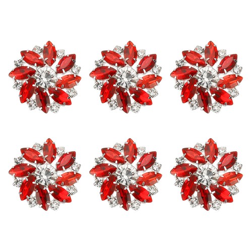 6Pcs Flower Rhinestone Buttons, 1