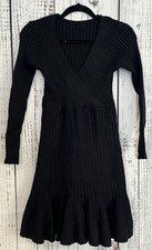 ROUGE! Wrap Front Sweater Dress, Black, S