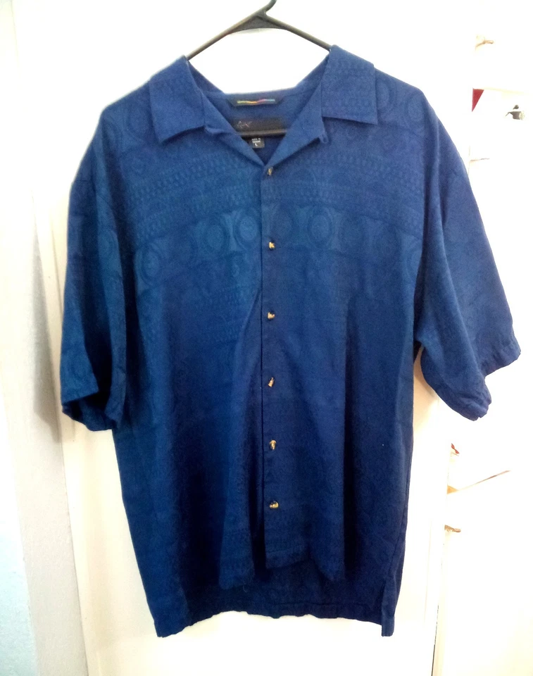 Vintage Greg Norman Casual Shirt Sz Lg Abstract Short Sleeve Taiwan Rayon/Poly - Image 4 of 4