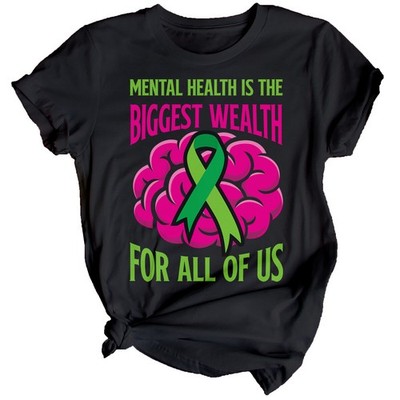 Damen Brain Ribbon Mental Health Awareness T-Shirt Top Angst Emotional #MHA