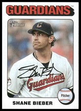 Shane Bieber 2024 Topps Heritage #108 White Border Cleveland Guardians