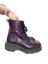 Super Rare VTG 90s Dr Martens Purple Boots 9800 Made in England Chunky 8 hole 