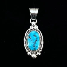 Blue kingman turquoise pendant Daniel Benally Sterling 252