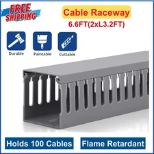 3x3in Cable Raceway, 6.6FT(2xL3.2FT) Large Wire Tray, PVC Cord Hider For Network