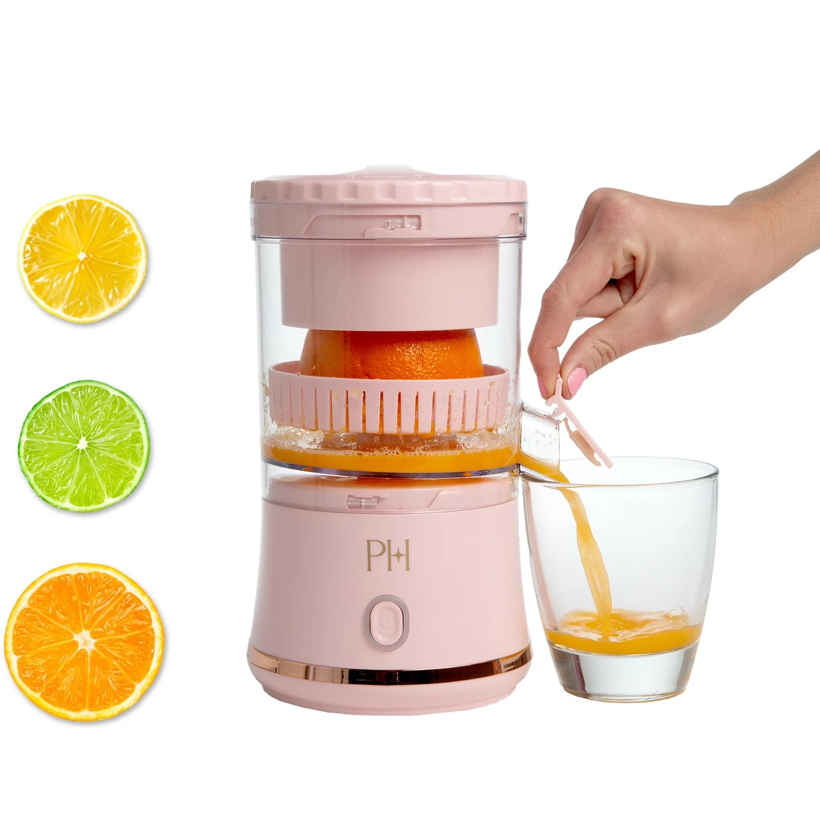 Paris Hilton Electric Citrus Juicer, Mini Portable Cordless Standard, Pink