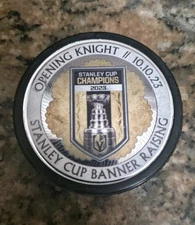 Vegas Golden Knights Stanley Cup Puck Banner Raising Opening Night 10-10-23