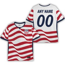 Custom Name - Soccer Jersey USA National Team Red White Striped Football Shirt