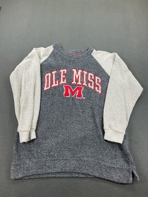 Ole Miss Rebels Sweatshirt Womens Large Gray NCAA Football Pressbox Comfy Terry