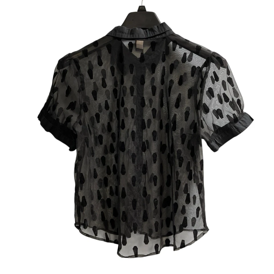 Blusa Hot Topic Para Mujer L Negra Transparente Burnout Terciopelo Ataúd Gótico Grunge Bruja Foto 3 de 4