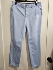 TOMMY HILFIGER Womens Straight Chino Trousers US 8 Large W30 L29 Light blue NWT