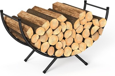 Curved Firewood Rack 33'' Heavy Duty Metal Fireplace Log Holder Firewood Storage