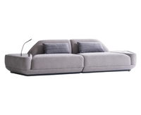 Grauer 4-Sitzer Designer Wohnzimmer Polstercouch Edle Textilsofas