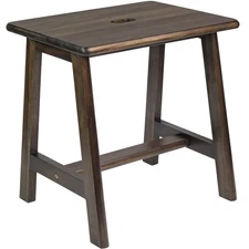 Acacia Wood Stool - Rectangular (16.7" D X 13" W X 17.7" H) - Small Bench Seat,