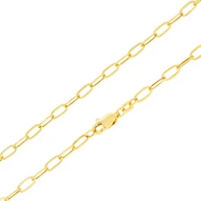 10k Yellow Gold 3mm Paperclip Chain Rolo Dainy Cable Link Necklace Men Women 24