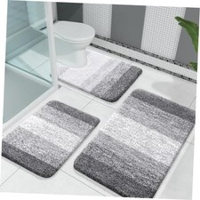 Microfiber Bathroom Rugs Sets 3 Piece, 30"x20" 24"x16" 24"x20"  Grey, Soft