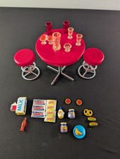 Assorted Barbie Play Food - Table and Stool Set with Accessories Vintage