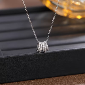 Authentic 1Ct Round Cut Lab Created Diamond Multi Layered Pendant In 14K White Gold Plated